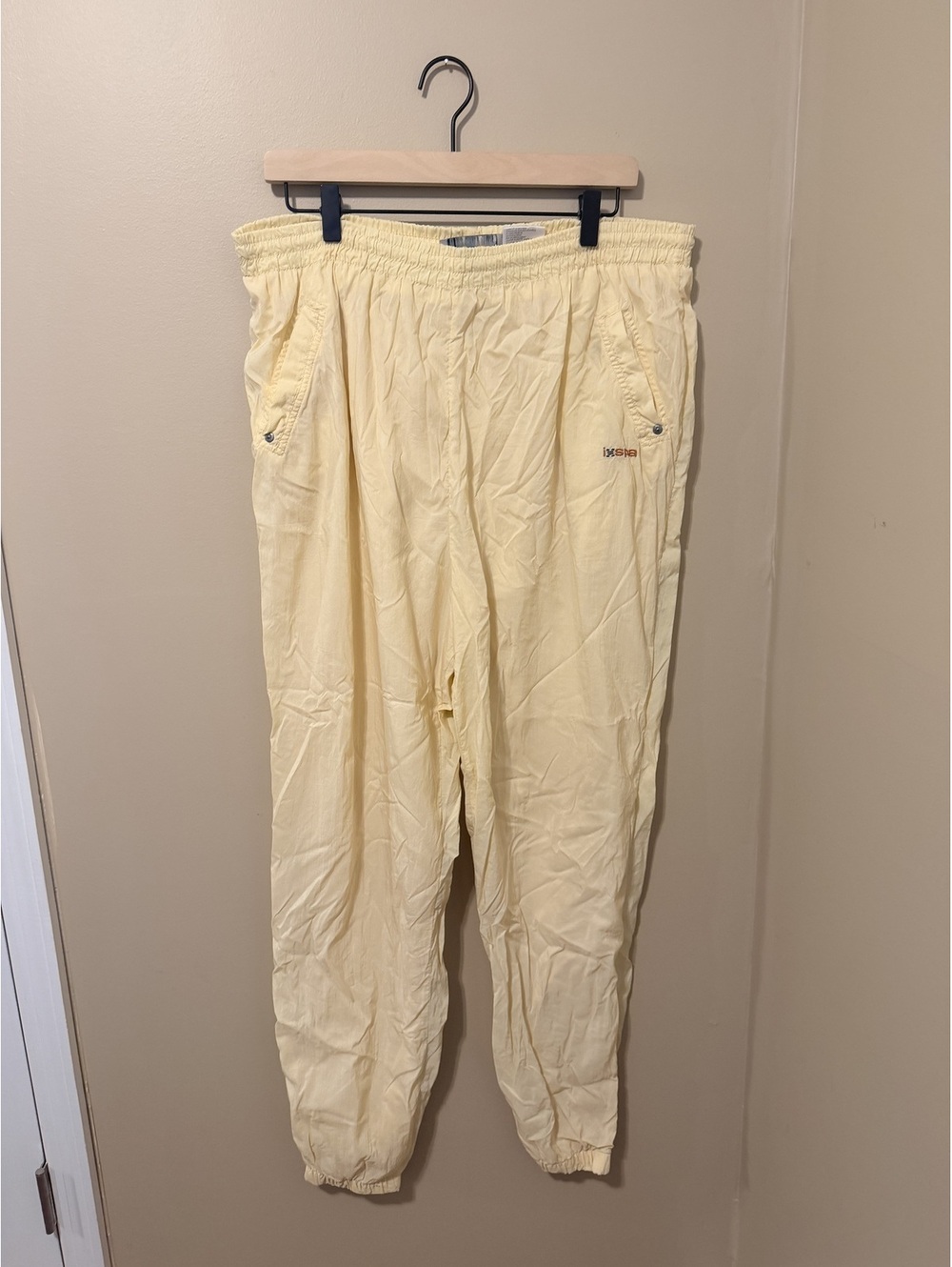 Vintage IXSPA Yellow Nylon Track Pants Womens Size 2 Y2K Pull On